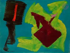 Composition by Gérard Ernest Schneider, 1967, Huile et gouache sur papier contrecollé sur toile, sold Mar 2020