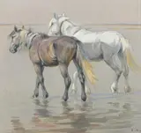 Chevaux en Camargue by Édouard Doigneau, Aquarelle et gouache, sold Jun 2010