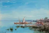 Bords du Nil à Thèbes by Paul Pascal, Aquarelle, sold Dec 2011