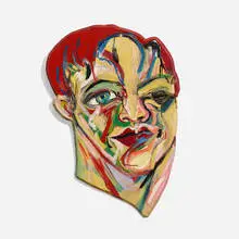 Head by Judy Glantzman, 1985, enamel on Masonite, sold Aug 2023