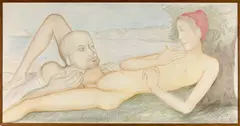 SOCRATE INTERROGEANT CHARMIDE III by Pierre Klossowski, 1984, Crayons de couleur sur papier, sold Dec 2020