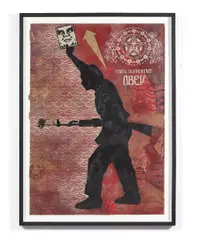 Obey Visual Disobedience by Shepard Fairey, 2004, Pochoir, peinture aérosol et collages sur papier, sold Dec 2020
