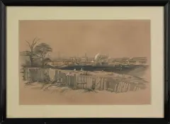 Philadelphia cityscape memorial by Bayard Taylor, graphite, offered Mar 2007