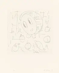 Frau und Früchte II by André Butzer, 2025, Radierung auf Velin, sold Mar 2026