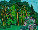 Garten in Frohnau by Dietmar Lemcke, 2000, Öl auf Leinwand mit Künstlerleiste, sold Mar 2024