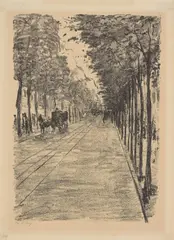 Berliner Straße by Lesser Ury, Um 1920, Lithografie auf Papier, sold Mar 2024