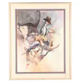 A Bull Rider by Linda Loeschen, Watercolor, sold Jul 2016