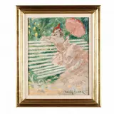 Woman with Parasol by Louis Icart, Oil on canvas (with loose lining), sold Jun 2016