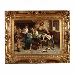 Tavern Scene by Eugenio Zampighi, Oil on canvas, sold Jun 2016
