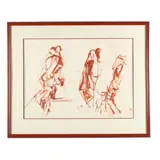 Draperies by Elizabeth Gillett, Pastel and red wash, sold May 2016