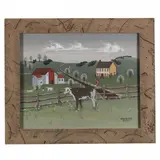 Folky Farm with Cow by Debra Lee Skut, Oil on canvas, sold May 2016