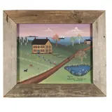 Folky Farm Landscape by Debra Lee Skut, Oil on canvas, sold May 2016