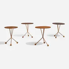 Occasional tables, set of four by Albert Larsson, 1952-53, teak, copper, sold Nov 2021