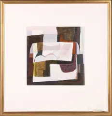 Abstract composition by Anne Davies, oil on paper, offered Jan 2015