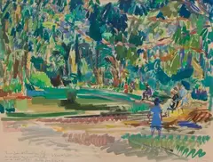 Le Jardin public by Pierre Pruvost, 1992, Gouache, sold Jan 2020