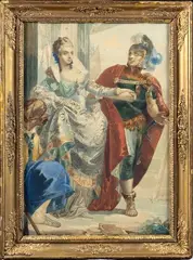 Soldat romain et jeune noble by Eugène Devéria, 1842, Aquarelle, sold Jun 2022