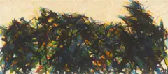Baumreihe am Berg by Max Uhlig, 1989, Aquarell auf Japan, sold Jan 2025