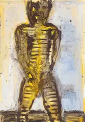 Study Striped by Helmut Middendorf, 1990, Öl und Acryl auf festem Velin, sold Jan 2026