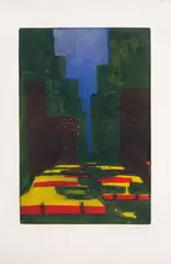 N.Y. taxi by Rainer Fetting, 1992, Farbaquatinta auf Arches-Velin, sold Feb 2025