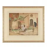 Street Scene by Léon Girardet, Watercolor and gouache on paper, sold Apr 2016