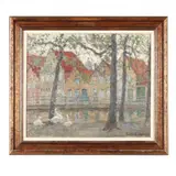 In Bruges by Germaine Lantoine-Neveux, Oil on canvas, sold Apr 2016