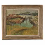 Dock Scene by Rose Jacobson, Oil on canvas, sold Apr 2016