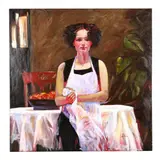 The Waitress by Tracey Winn Atkins, Oil on canvas, sold Apr 2016