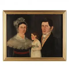 Portrait of William Botts Benjamin, Mrs. Benjamin & Daughter by Sheldon Peck, Oil on panel, sold Mar 2016