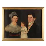 Portrait of William Botts Benjamin, Mrs. Benjamin & Daughter by Sheldon Peck, Oil on panel, sold Mar 2016