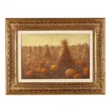 Pumpkins & Haystacks by Bruce Crane, Oil on canvas (lined), sold Mar 2016