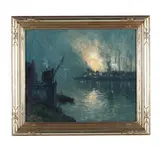 Steel Mill at Night by Aaron Harry Gorson, Oil on canvas, sold Mar 2016