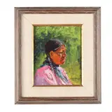 American Indian in Profile by Ferdinand Burgdorff, Oil on board, sold Mar 2016