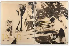 PARTIE DE CAMPAGNE by Gianni Bertini, 1966, Acrylique et report photographique sur toile (diptyque), sold Mar 2019