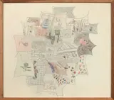 SANS TITRE by William Copley, 1956, Graphite et crayon de couleur sur carton, sold Mar 2019