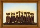DOUZE JUSTICIERS by Philippe Dereux, 1979, Technique mixte et collage sur panneau d'Isorel dans un emboîtage en bois, sold Mar 2019