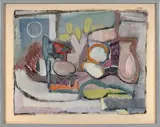 NATURE MORTE - Circa 1933 by Geer van Velde, Huile sur papier (double-face), sold Mar 2019