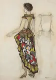 Phénicienne, projet de costume - Circa 1922-1931 by Natalia Goncharova, Gouache et fusain sur papier, sold Mar 2019