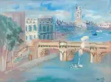 Paris, La Tour Saint Jacques by Jean Dufy, 1947, Aquarelle et gouache sur papier marouflé sur carton, sold Mar 2019