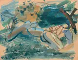 Nu allongé by Gen Paul, 1943, Gouache sur papier, sold Mar 2019