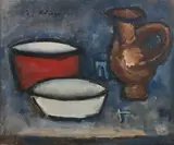Nature morte (pichet, verre, deux allumettes, deux récipients) by Jean Hélion, 1929, Huile sur toile, sold Mar 2019