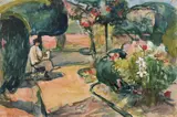 Femme assise lisant dans un jardin by Albert Gleizes, 1908, Aquarelle, gouache et crayon sur papier contrecollé sur carton, sold Mar 2019