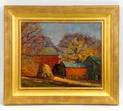 Barn Scene by Robert Emmett Owen, Oil on canvas, sold Nov 2024