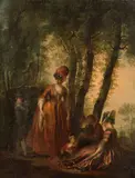 Couples galants dans un sous-bois by Michel-Barthélémy Ollivier, Huile sur toile, sold Mar 2019