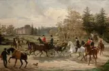 Le départ pour la chasse by Edmond Grandjean, Huile sur toile (Toile d'origine), sold Mar 2019