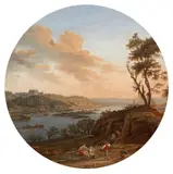 Vue de Chaumont-sur-Loire by Louis-Nicolas Van Blarenberghe, Huile sur toile, de forme ronde, sold Feb 2019