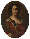 Portrait présumé de Marie Mancini en sainte Marguerite by Gabriel Revel, Huile sur toile, de forme ovale, sold Feb 2019