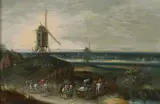 L'arrivée au moulin by Jan Brueghel le Jeune, Huile sur cuivre,, sold Feb 2019