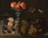 Composition au rhömer et au plat de raisins by Gotthardt Wedig, Huile sur panneau, sold Feb 2019