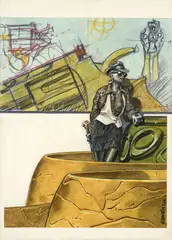 Tanino LIBERATORE (Gaetano Liberatore dit) by Tanino Liberatore, Pantone, crayon de papier et crayons de couleur pour une illustration réalisée en 1984 pour la collection Franco Moschin, sold Nov 2019