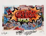 Lee - Graffiti 1990 handball court - NYC by Jim Prigoff, Tirage photographique en couleurs postérieur, sold May 2019